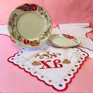 Vintage two mini fine china plates with napkin